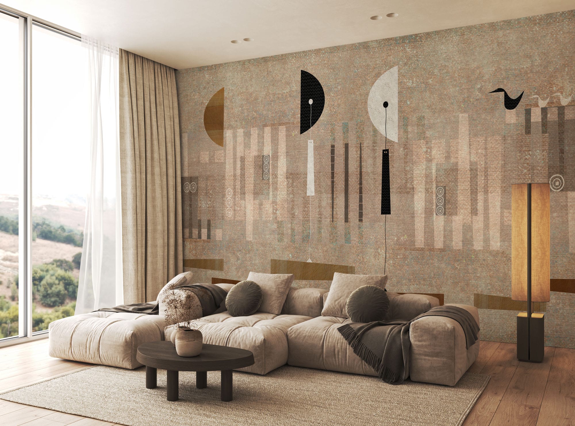Art wallpaper by FREZO with a mid-century modern pattern.