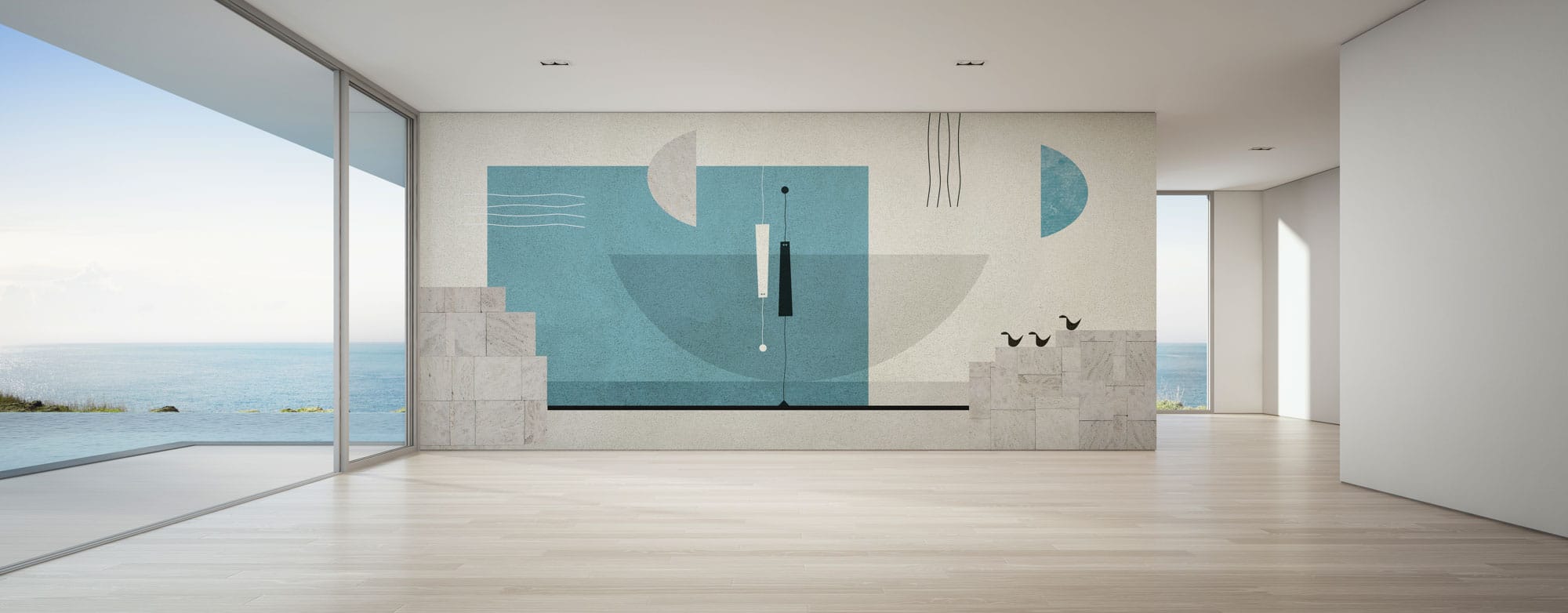 Art wallpaper by FREZO with a mid-century modern pattern.