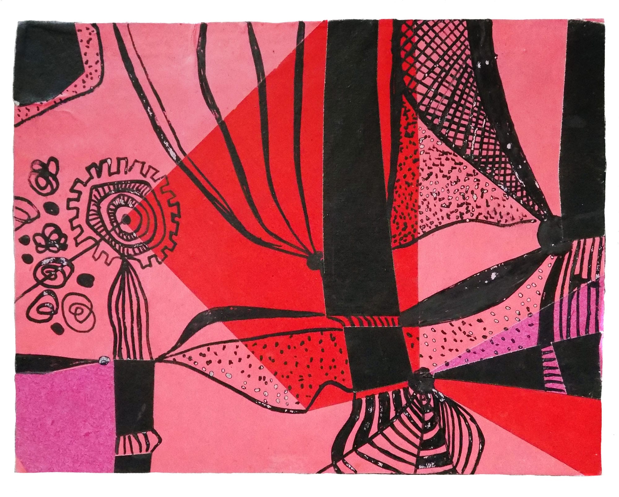 Archival 1960s abstract painting by Franciszek Michałek, original mid-century mural design for public spaces.