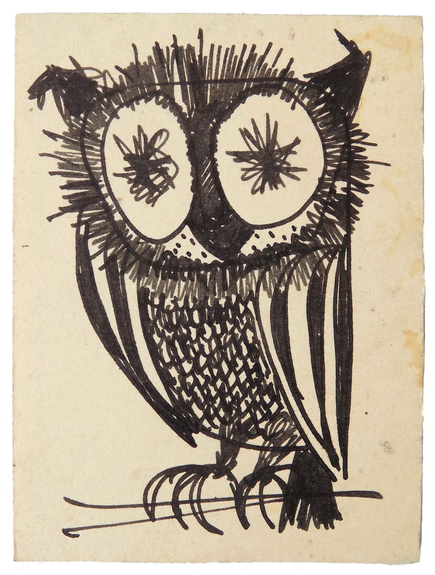 Original 1950s animal sketch by Franciszek Michałek, playful mid-century design for the ZOO wall mural collection.