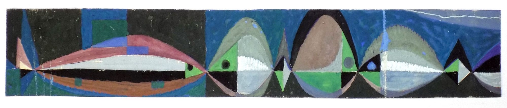 Archival 1960s painting by Franciszek Michałek, original mid-century mural design for public spaces.