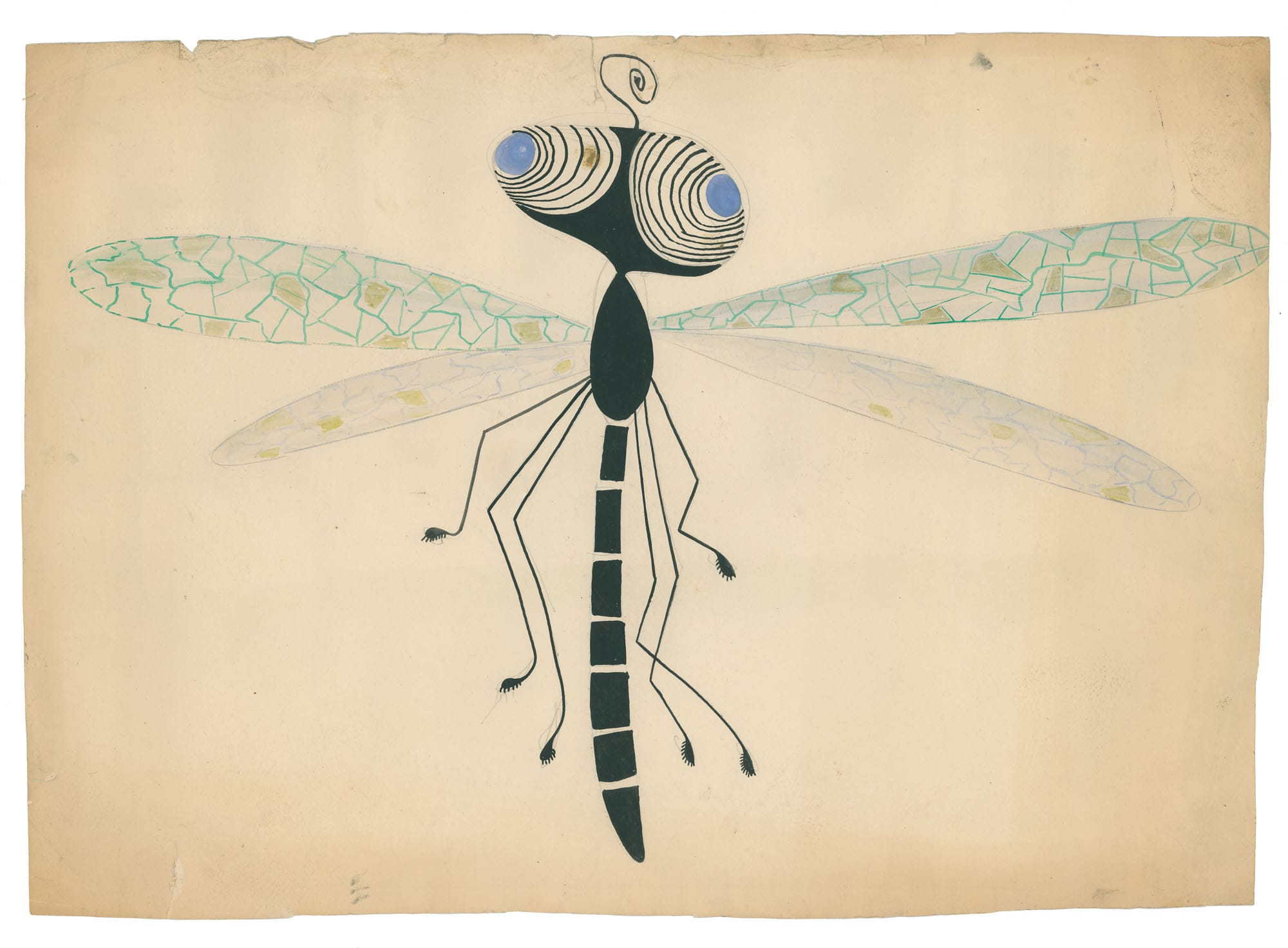 1950s archival color study by Franciszek Michałek, original painting for a nursery school in Łęczyca, Poland, ZOO collection.