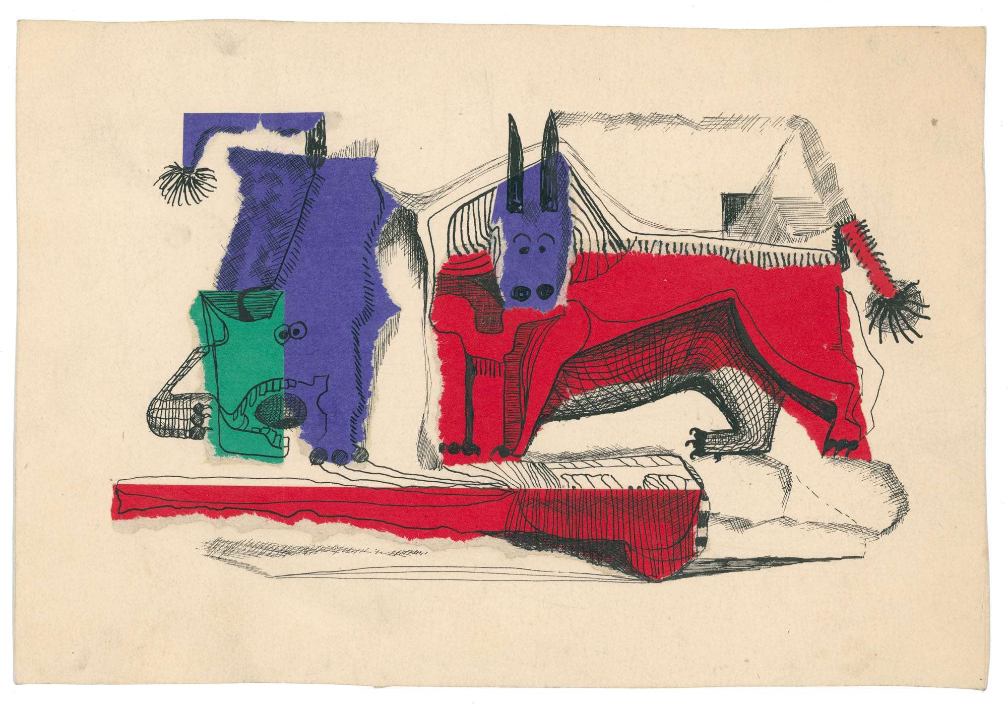 Archival 1960s abstract painting by Franciszek Michałek, original mid-century mural design for public spaces.