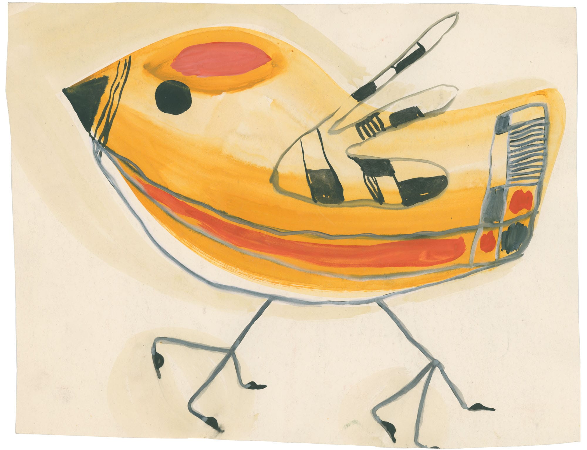 1950s archival color study by Franciszek Michałek, original painting for a nursery school in Łęczyca, Poland, ZOO collection.