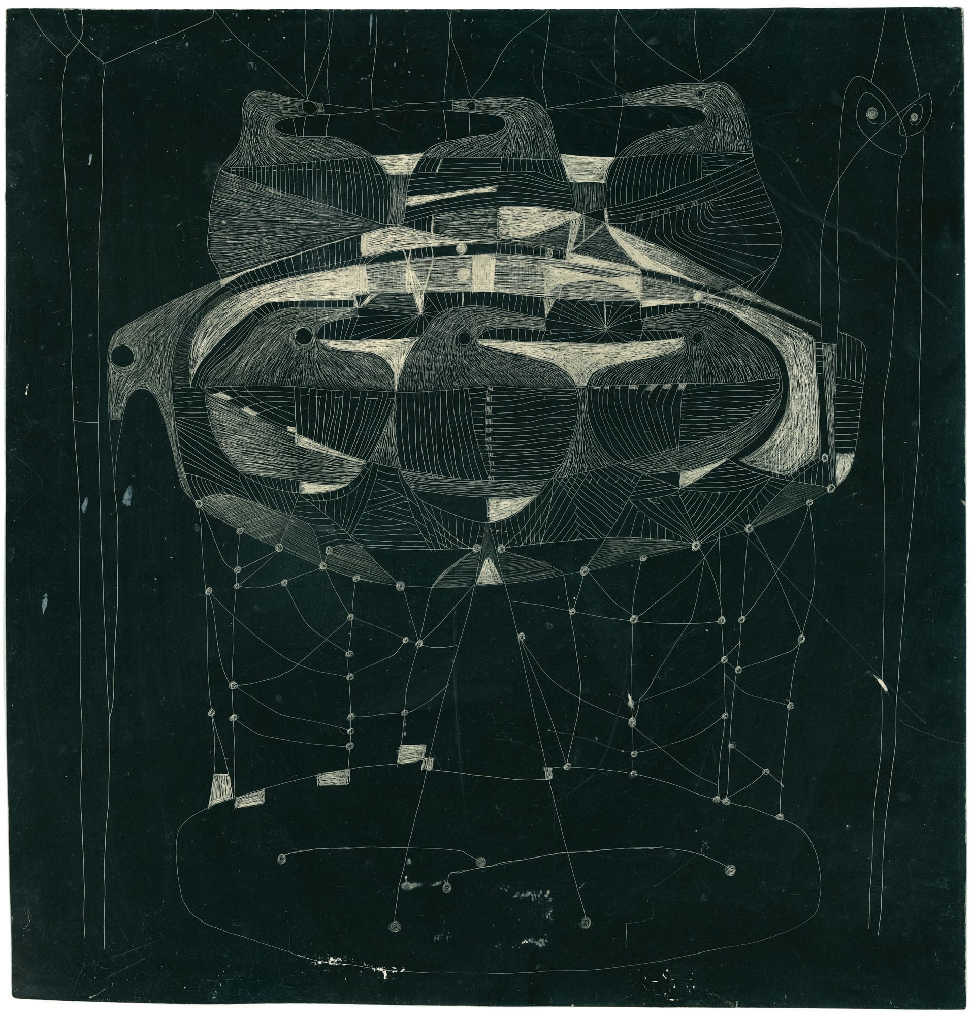 Original 1960s surrealist composition by Franciszek Michałek, dreamlike avant-garde art for Surrealismus collection.