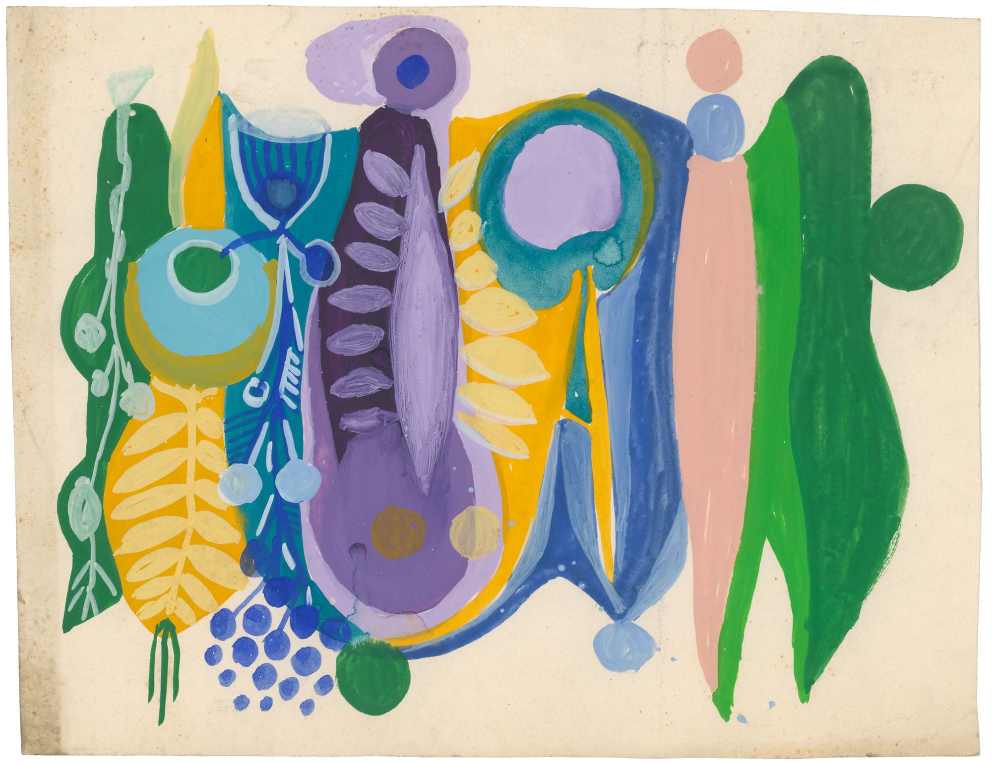 Archival 1970s painting by Franciszek Michałek, original mid-century mural design for public spaces.