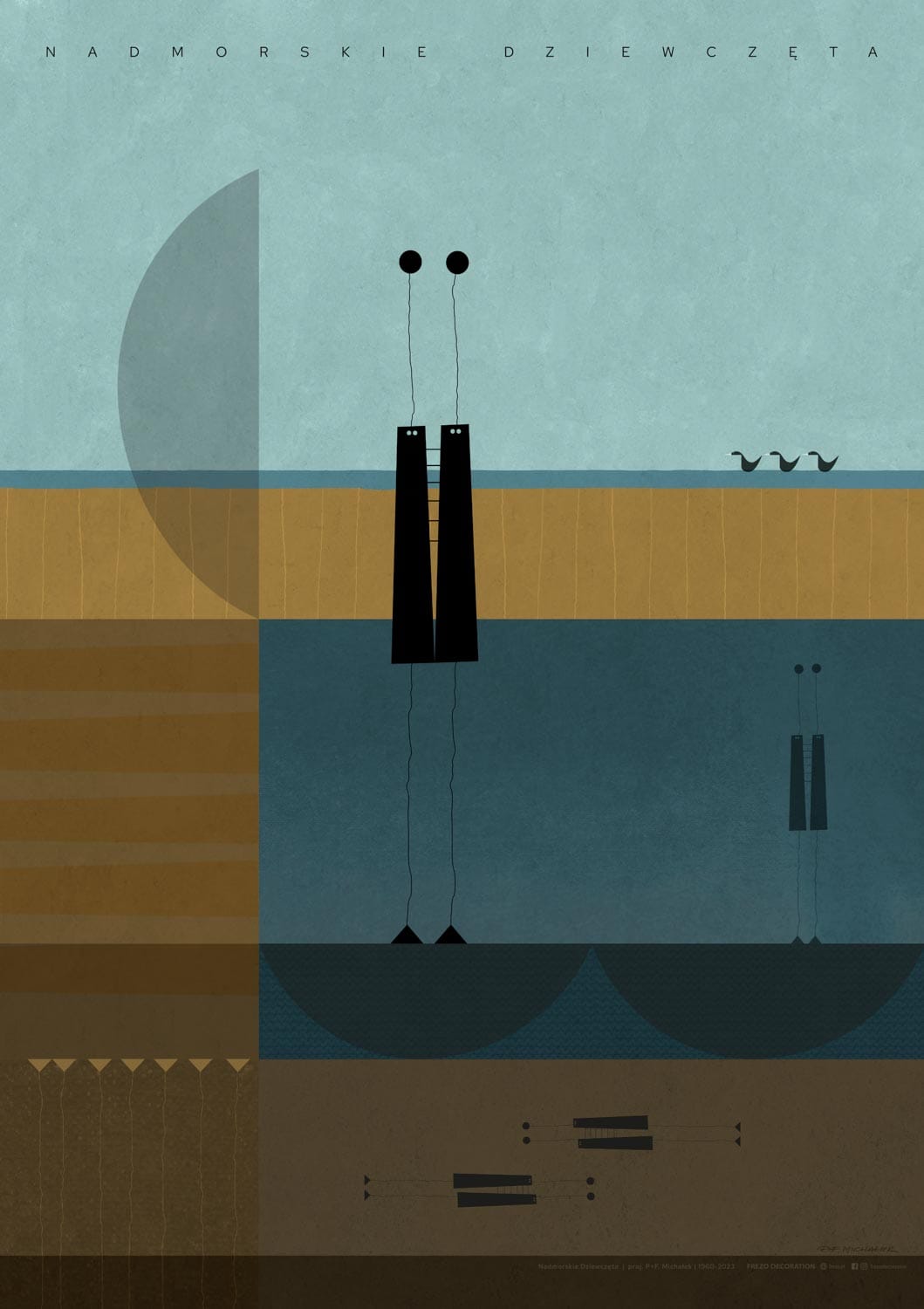 Vintage-style art poster by FREZO featuring a mid-century modern design