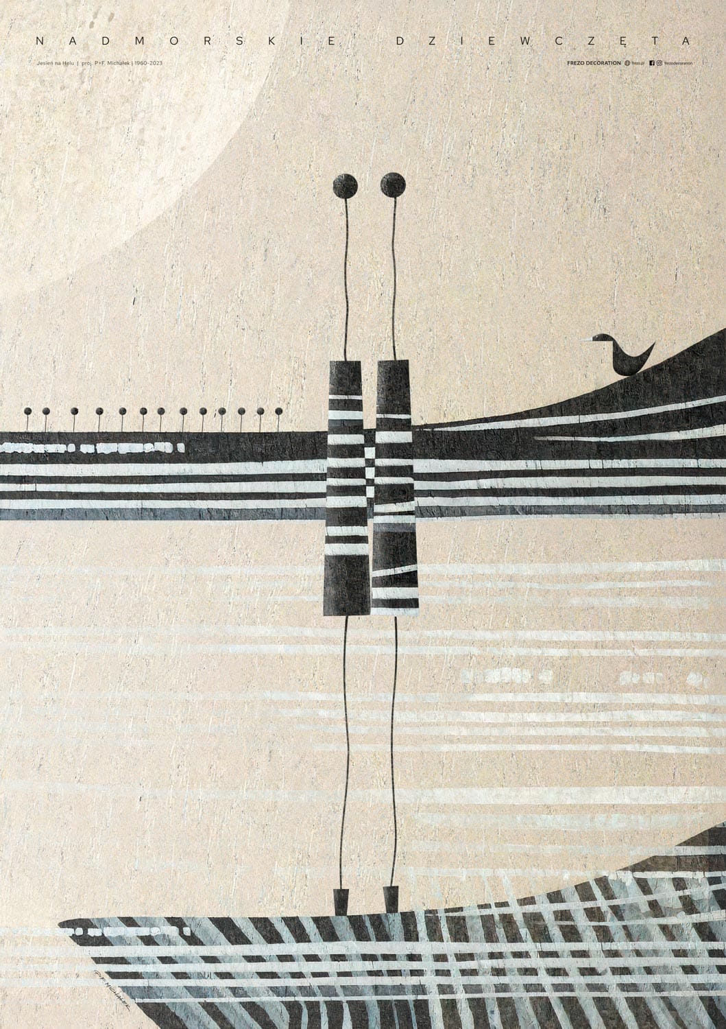 Vintage-style art poster by FREZO featuring a mid-century modern design