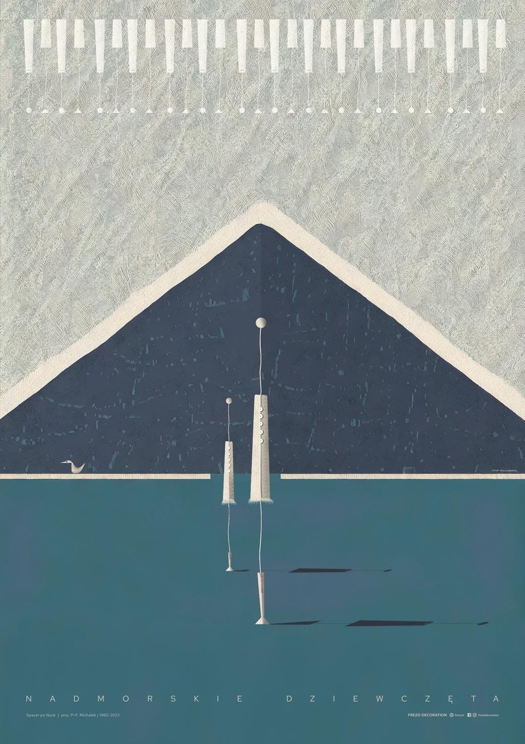 Vintage-style art poster by FREZO featuring a mid-century modern design
