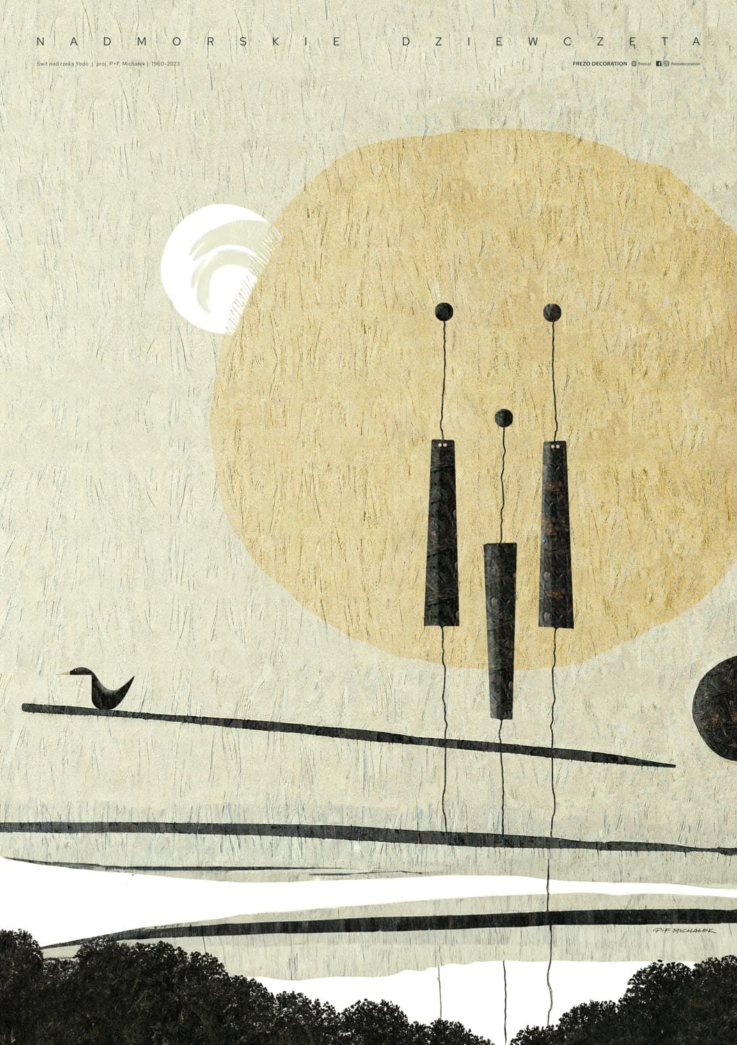 Vintage-style art poster by FREZO featuring a mid-century modern design