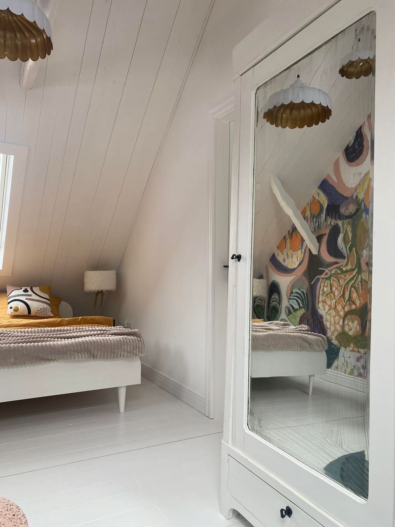 Modern rustic interior design at Chata Patykowo. FREZO artistic wallpapers blend seamlessly with the wooden architectural elements and the surrounding mountain scenery.